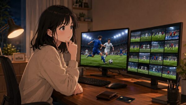 ワールドカップ2026をDAZNで全試合見るために有料プランを比較する日本人女性