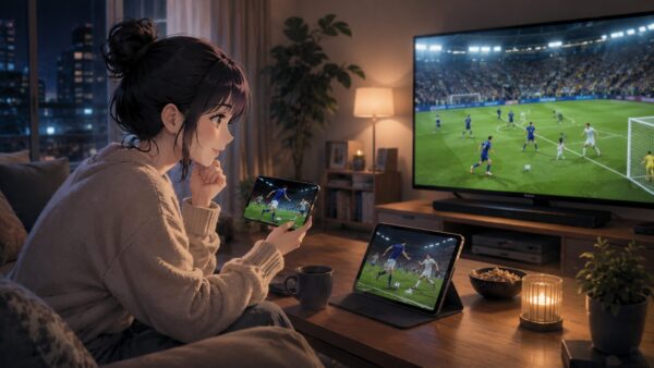 テレビ・タブレット・スマホでワールドカップ2026の見逃し配信やハイライトを選ぶ日本人女性