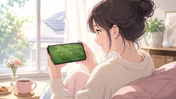 スマホでワールドカップ2026日本戦を無料視聴する日本人女性